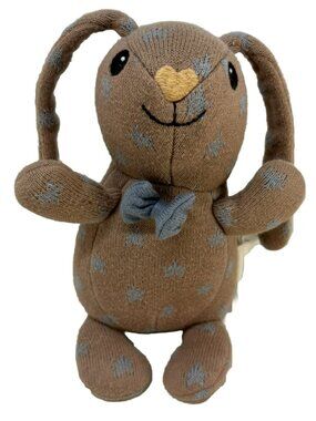 Apple Park Organic Cotton Bunny Rabbit Plush 9" Floppy Ears Brown Star Tie